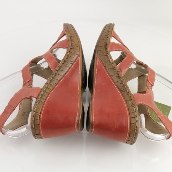 Hotter Womens Mellow Sandals Size 7.5 Red Leather Wedge Heel Strappy Slingback - Picture 7 of 12